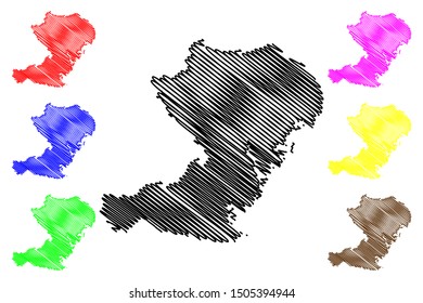 Vasternorrland County (Counties of Sweden, Kingdom of Sweden) map vector illustration, scribble sketch Västernorrland map