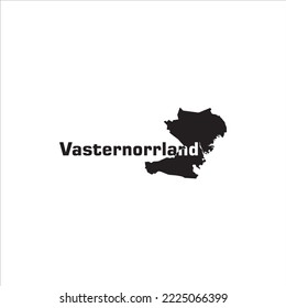 Vasternorrlandkarte und schwarze Buchstabendesign auf weißem Hintergrund