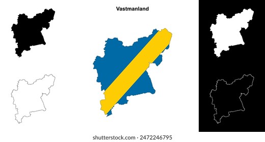 Vastmanland county blank outline map set