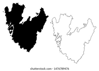 Vastra Gotaland County (Counties of Sweden, Kingdom of Sweden) map vector illustration, scribble sketch Västra Götaland map