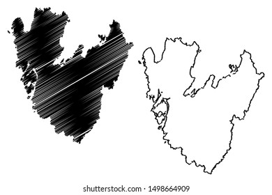 Vastra Gotaland County (Counties of Sweden, Kingdom of Sweden) map vector illustration, scribble sketch Västra Götaland map