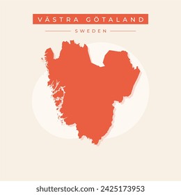 Vastra Gotaland county map, province of Sweden. Vector illustration.