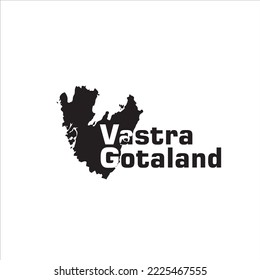 Vastra Gotaland map and black lettering design on white background