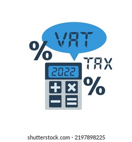 Vat Concept. Added Value. Tax Check. Interest Rate Calculator. Vector Illustration Flat Design. Isolated On White Background.