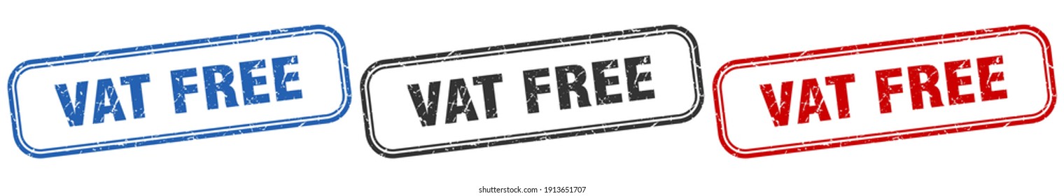 vat free square isolated sign set. vat free stamp