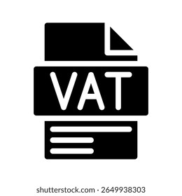 Vat Glyph Icon. File Document icon abbreviation for Value Added Tax