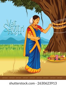 Vat Savitri Pooja illustration vector art