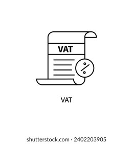 icono de línea de concepto de impuestos sobre el IVA. Ilustración de elemento simple. Diseño de símbolos de esquema del concepto de impuestos sobre el IVA.