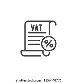 VAT taxes outline icon. linear style sign for mobile concept and web design. Value Added Tax simple line vector icon. Symbol, logo illustration. Pixel perfect vector graphics