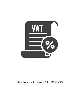 VAT taxes vector icon. filled flat sign for mobile concept and web design. Value Added Tax simple solid icon. Symbol, logo illustration. Pixel perfect vector graphics