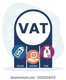 VAT - value added tax. acronym business concept. vector illustration concept with keywords and icons. lettering illustration with icons for web banner, flyer, landing page