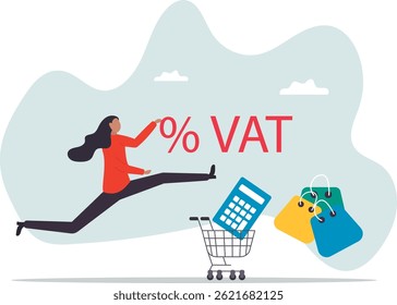IVA Impuesto al Valor Agregado, impuesto al consumo sobre el valor agregado del producto y servicio para que el consumidor pague, carácter para el diseño.