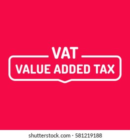 VAT or value added tax. Flat vector illustration on red background.