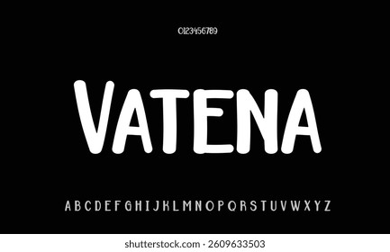 Vatena vector font alphabet with numbers