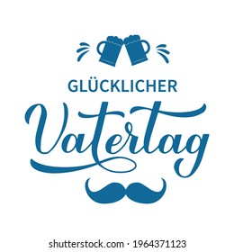 Vatertag - Happy Fathers Day in German language calligraphy hand lettering. Father’s day celebration in Germany. Vector template for typography poster, banner, greeting card, postcard, etc.