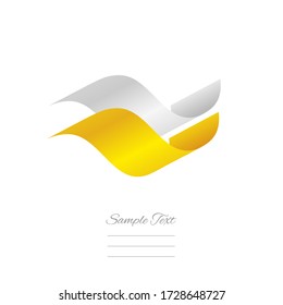 Vatican abstract flying wavy flag white yellow ribbon logo icon banner