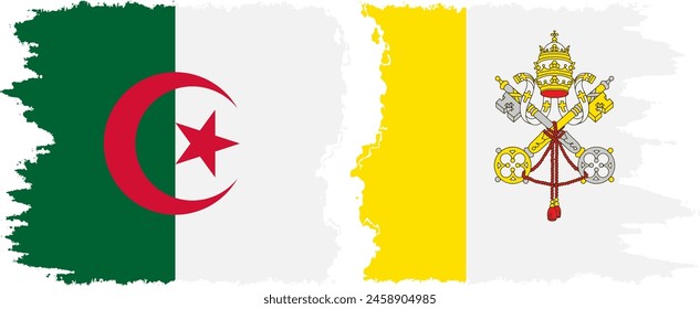 Vatican and Algeria grunge flags connection, vector