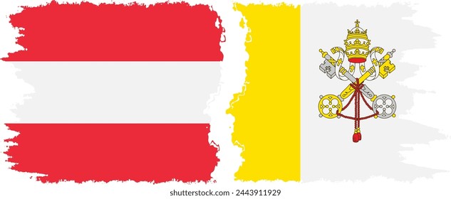 Vatican and Austria grunge flags connection, vector