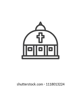 Vatican church outline icon. linear style sign for mobile concept and web design. Saint Peter's Basilica simple line vector icon. Symbol, logo illustration. Pixel perfect vector graphics