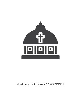 Vatican church vector icon. filled flat sign for mobile concept and web design. Saint Peter's Basilica simple solid icon. Symbol, logo illustration. Pixel perfect vector graphics