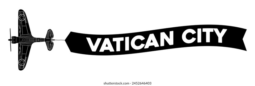 Vatican city advertisement banner is attached to the plane