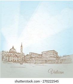 vatican city  background hand draw