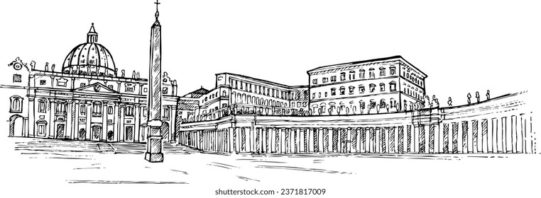 vatican city background hand drawn. vector illustration