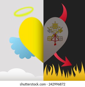 Vatican City background of a heart half demon half angel