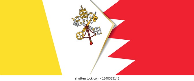 Vatikanstadt und Bahrain, zwei Vektorfahnen Symbol für Beziehung oder Konfrontation.