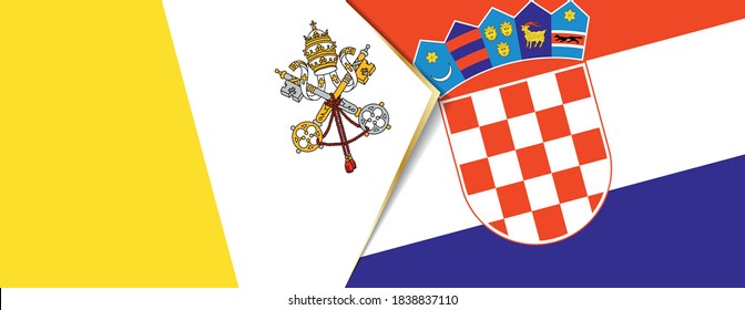 Vatican City and Croatia flags, two vector flags symbol of relationship or confrontation.