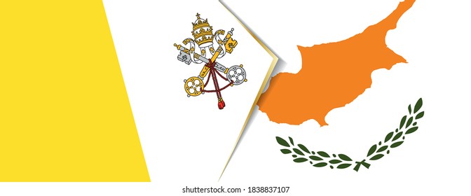 Banderas de la Ciudad del Vaticano y Chipre, dos banderas vectoriales símbolo de relación o enfrentamiento.