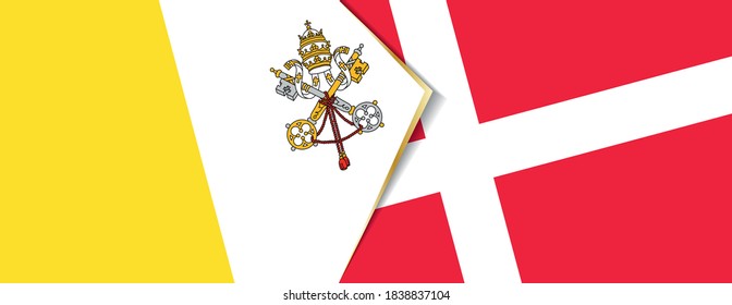 Vatikanstadt und Dänemark Flaggen, zwei Vektorfahnen Symbol der Beziehung oder Konfrontation.