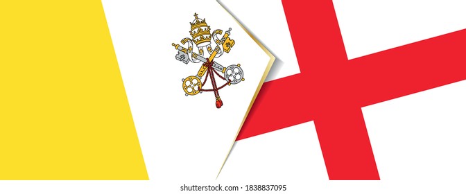 Vatican City and England flags, two vector flags symbol of relationship or confrontation.