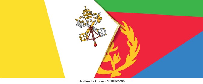 Vatikanstadt und Eritrea Flaggen, zwei Vektorfahnen Symbol für Beziehung oder Konfrontation.
