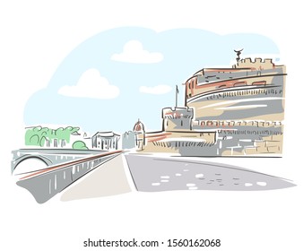 Vatican City Europe vector sketch  illustration line art