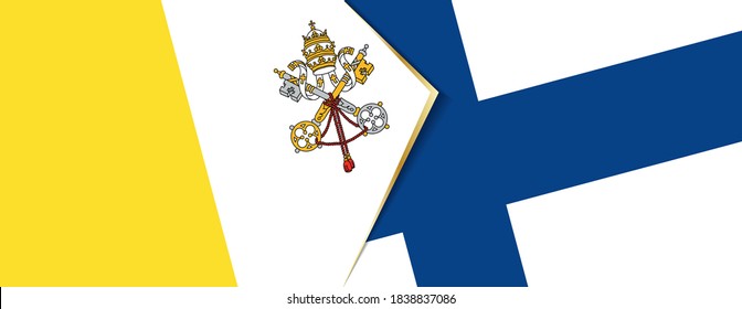 Vatican City and Finland flags, two vector flags symbol of relationship or confrontation.