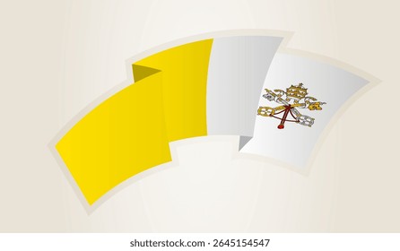 Bandeira do Vaticano em forma de fita abstrata, símbolo nacional da Cidade do Vaticano. Este vetor é ideal para uso em eventos nacionais, Dia da Independência, competições desportivas internacionais.