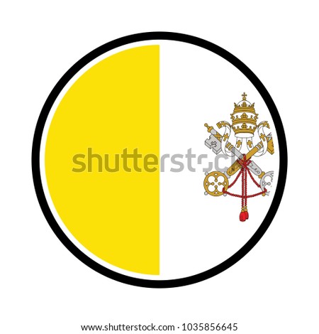 Vatican City Flag Badge - Flag of the Vatican City Button Isolated on White, Vatican City national flag.