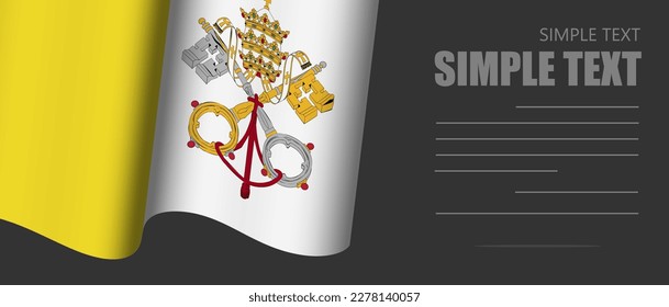 fondo de rectángulo de bandera de la ciudad vaticana, fondo de pared de tono negro en modo oscuro de la ciudad vaticana, banner del sitio web de tono blanco y negro de la ciudad vaticano con texto gris.