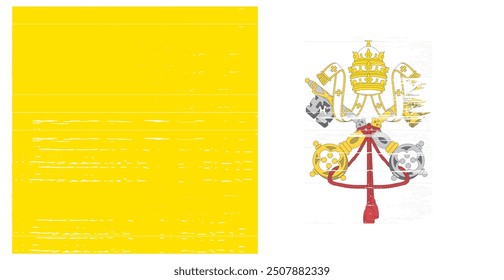 Vatican City flag brush paint textured isolated on png or transparent background. vector illustration  