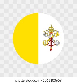 Vatican City flag - circle vector flag isolated on checkerboard transparent background