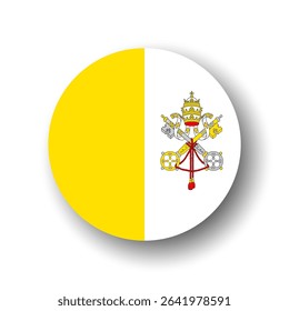 Vatican City flag - flat vector circle icon or badge with dropped shadow.
