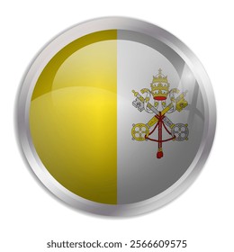 Vatican City flag - glossy circle button displays a colorful flag representing a country cultural identity and heritage. The essence of national pride and unity.