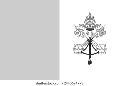 Vatican City flag - greyscale monochrome vector illustration. Flag in black and white