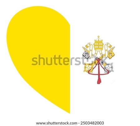 Vatican City flag in heart shape isolated  on  transparent  background. vector illustration