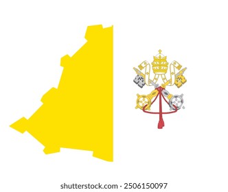 Vatican City flag map flag isolated on png or transparent background vector illustration. 