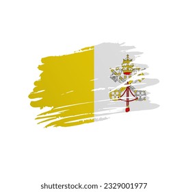 Vatican City flag - nation vector country flag trextured in grunge scratchy brush stroke.