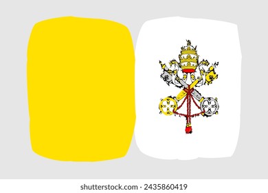 Vatican City flag - painted design vector illustration. Vector brush style