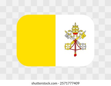 Vatican City flag - rounded rectangle colorful flag representing a country cultural identity and heritage. The essence of national pride and unity. Vector flag on transparent background.