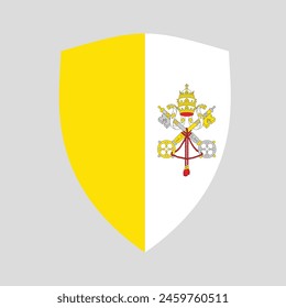 Vatican City Flag in Shield Shape Frame